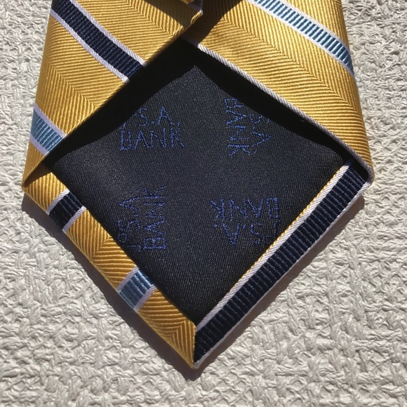Jos. A. Bank Traveler Gold with Blue Stripes Tie - Picture 5 of 6